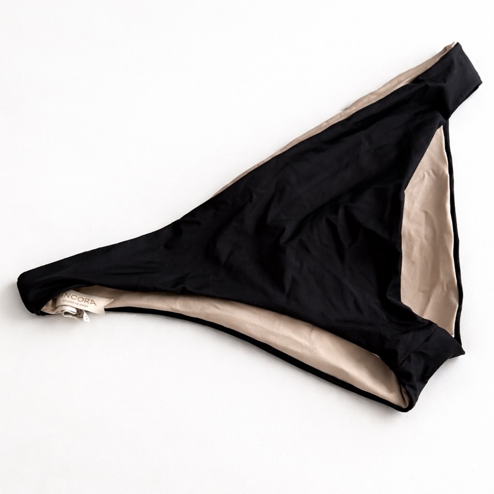 Ancora Black Bikini Bottom – Minimalist Luxury Swim – Size L
